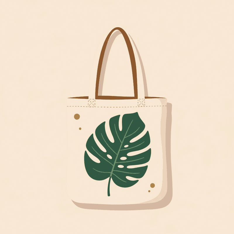 Monstera Leaf Canvas Tote
